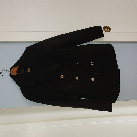 Black Double Breasted Pea Coat - Picture 1 of 7